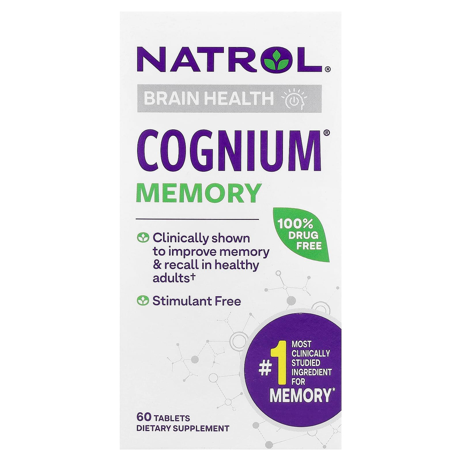Natrol, Cognium® Memory, 100 mg, 60 Comprimidos