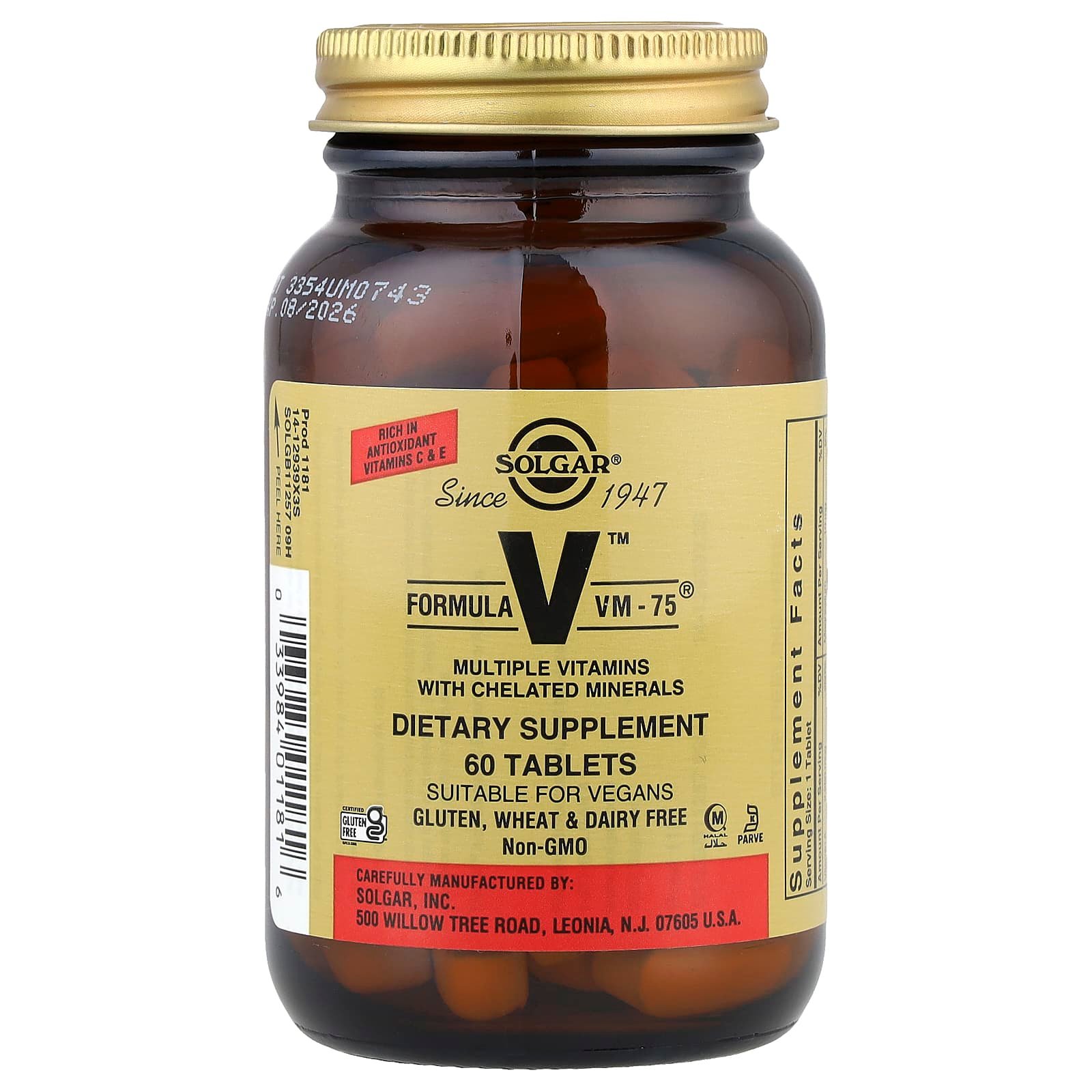 Solgar, Formula V™VM-75®, 60 Comprimidos