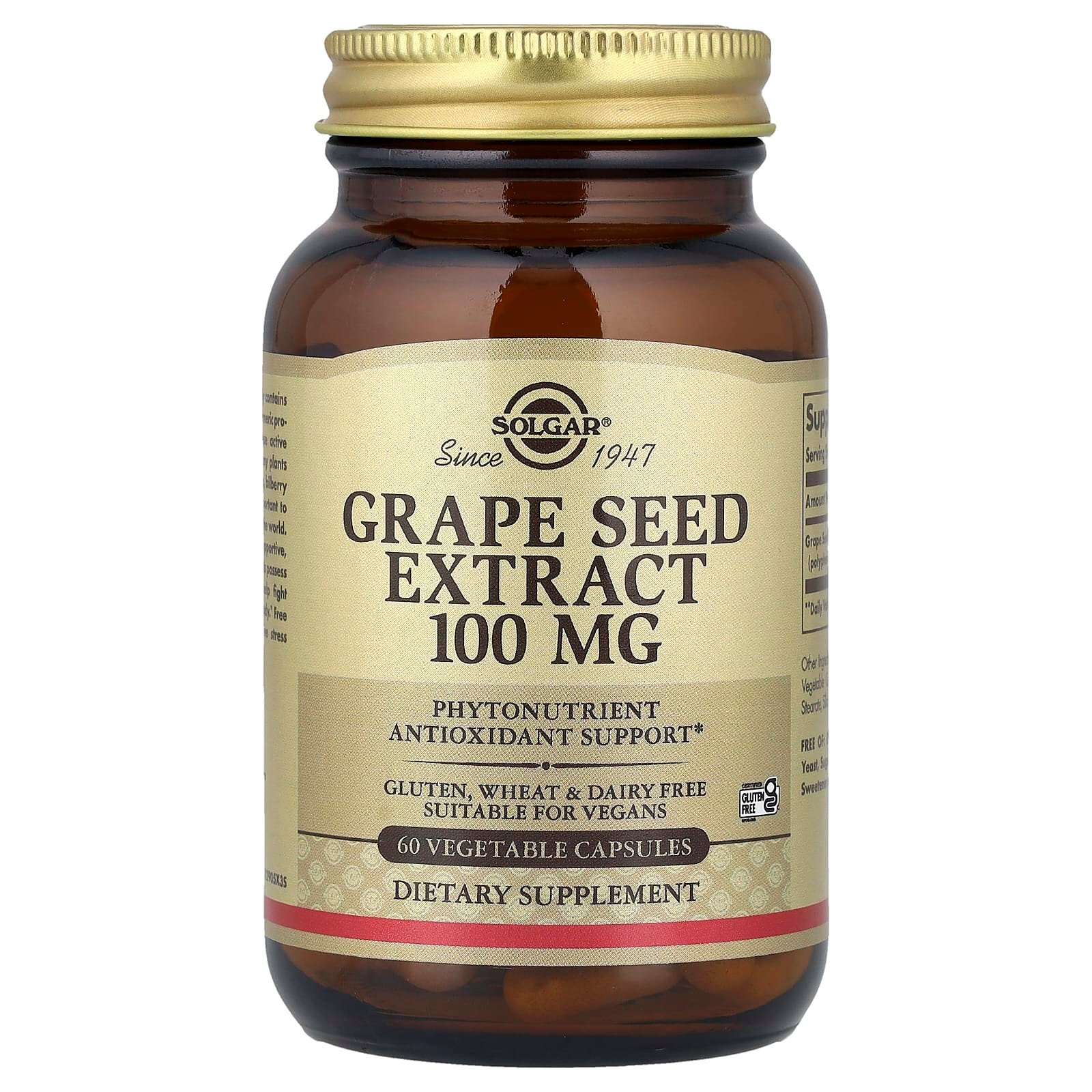 Solgar, Grape Seed Extract, 100 mg, 60 Vegetable Capsules