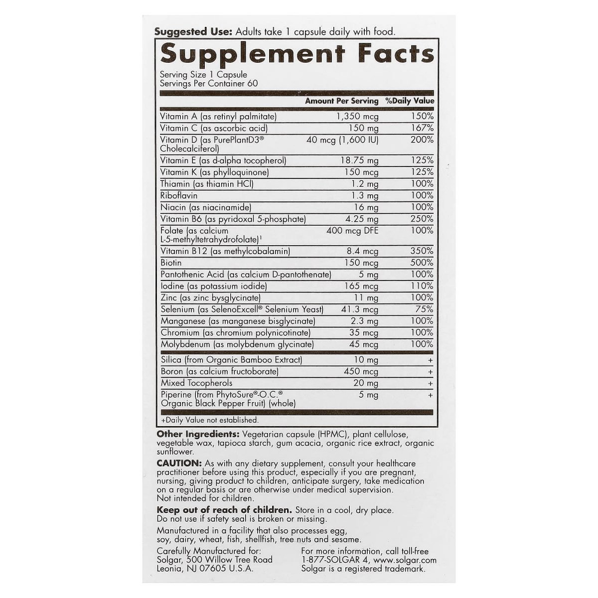 Solgar, Multivitamínico Diário para Mulheres 50+, 60 Cápsulas, foto 2